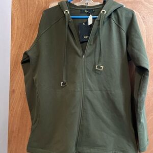 NWT 2Go Army Green Hoodie Zipper Up Jacket Women size L